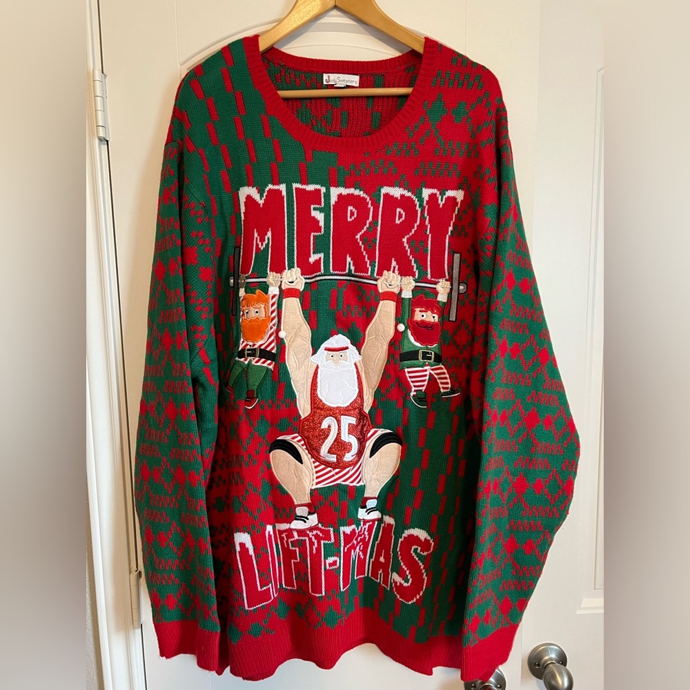 Jolly Sweaters Merry Liftmas Ugly Christmas Swester Men’s 3XL